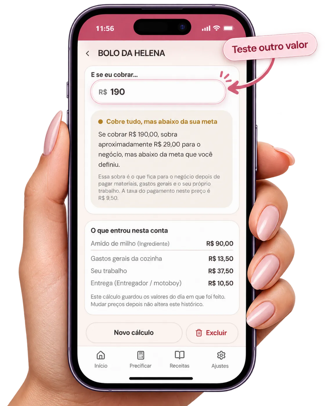 Tela do app mostrando até onde dá para baixar o preço