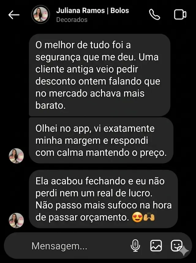 Depoimento enviado por Juliana Ramos sobre responder a um pedido de desconto