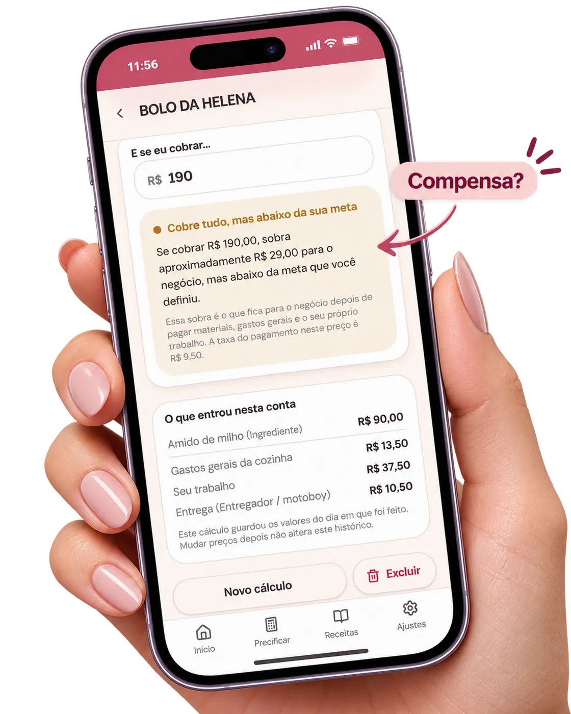 Tela do app indicando se o pedido ainda compensa