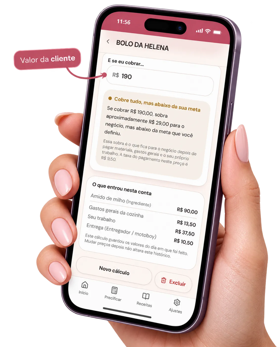 Tela do app comparando o orçamento da cliente